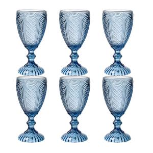 Ensemble de verres à vin vintage bleus soufflés à la main, gobelets à eau en verre, capacité de 10,5 oz, pour la fête des mères, les mariages, les fêtes - Product Image 1