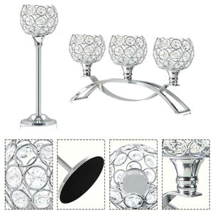 Porte-bougies décoratifs en cristal de qualité export indienne, chandelier à 3 bras, bougeoirs de table - Product Image 4