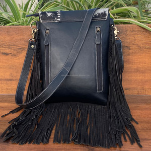 Customized Luxury Women's Genuine Leather Handbag with <b>Boot</b> Stitch and Crossbody <b>Fringe</b> Printed Concealed Carry Shoulder Bags - Product Image 5