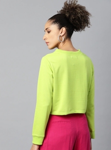 Sudadera de Cuello Redondo Verde Neón para Mujer con Estampado de Reina, Manga Larga, Informal, Transpirable, de Algodón Tejido, para Verano - Product Image 5