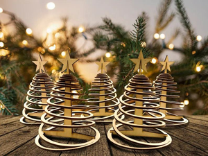 Mini arbre de Noël en bois - Décorations de Noël en bois, petite figurine d'arbre de Noël - Product Image 6