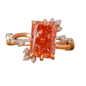 3.15 CT Fancy Vivid Red Lab Grown Diamond <b>Ring</b> with Cushion & Oval Cut 14K <b>Gold</b> Prong Setting Rare Color Statement Fine Jewelry - Product Image 1