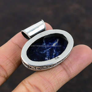 Colgante de Plata de Ley 925, piedra preciosa de sodalita hecha a mano, joyería de piedras preciosas de plata, colgante de plata de sodalita para collares y mujeres - Product Image 6