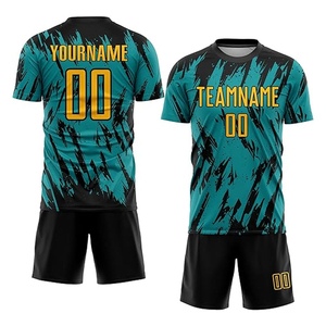 Les boutiques en ligne OEM ODM de haute qualité offrant des kits d'uniformes de football personnalisés par sublimation, entièrement prêts à l'emploi, avec étiquettes de marque personnalisées. - Product Image 1
