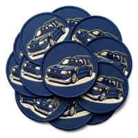 Écusson brodé diamanté pour amortisseur Coilover, emblème de suspension en sergé beige, vente en gros
