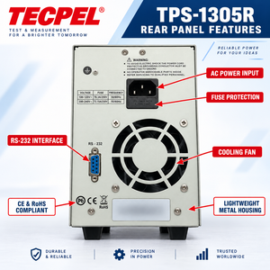 Alimentation électrique programmable CC TECPEL TPS-1305R 30V/5A - Product Image 5