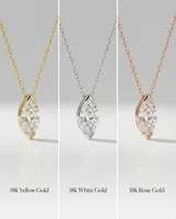 Collar con Colgante de Diamante Cultivado en Laboratorio, Corte Marquesa, Joyería Fina para Mujer, Claridad VVS, Oro Sólido de 14K, Sin Níquel, Certificado IGI