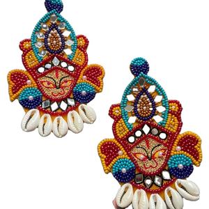 Pendientes de cuentas Maa Durga, pendientes personalizados con múltiples cuentas, joyería festiva para mujer al mejor precio, pendientes de cuentas - Product Image 1