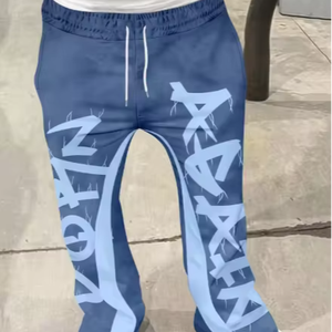 Flared <b>Pants</b> Men Loose 3D Print Trousers Casual Sweatpants Mid Waist Sporty Female Clothes Streetwear Hip Hop Vintage <b>Pants</b> - Product Image 1