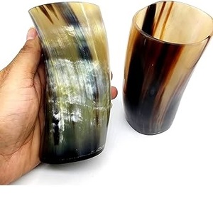 Nouvelle arrivée : Tasse à boire en corne de buffle, style Viking, finition naturelle, écologique, réutilisable et lavable. - Product Image 1