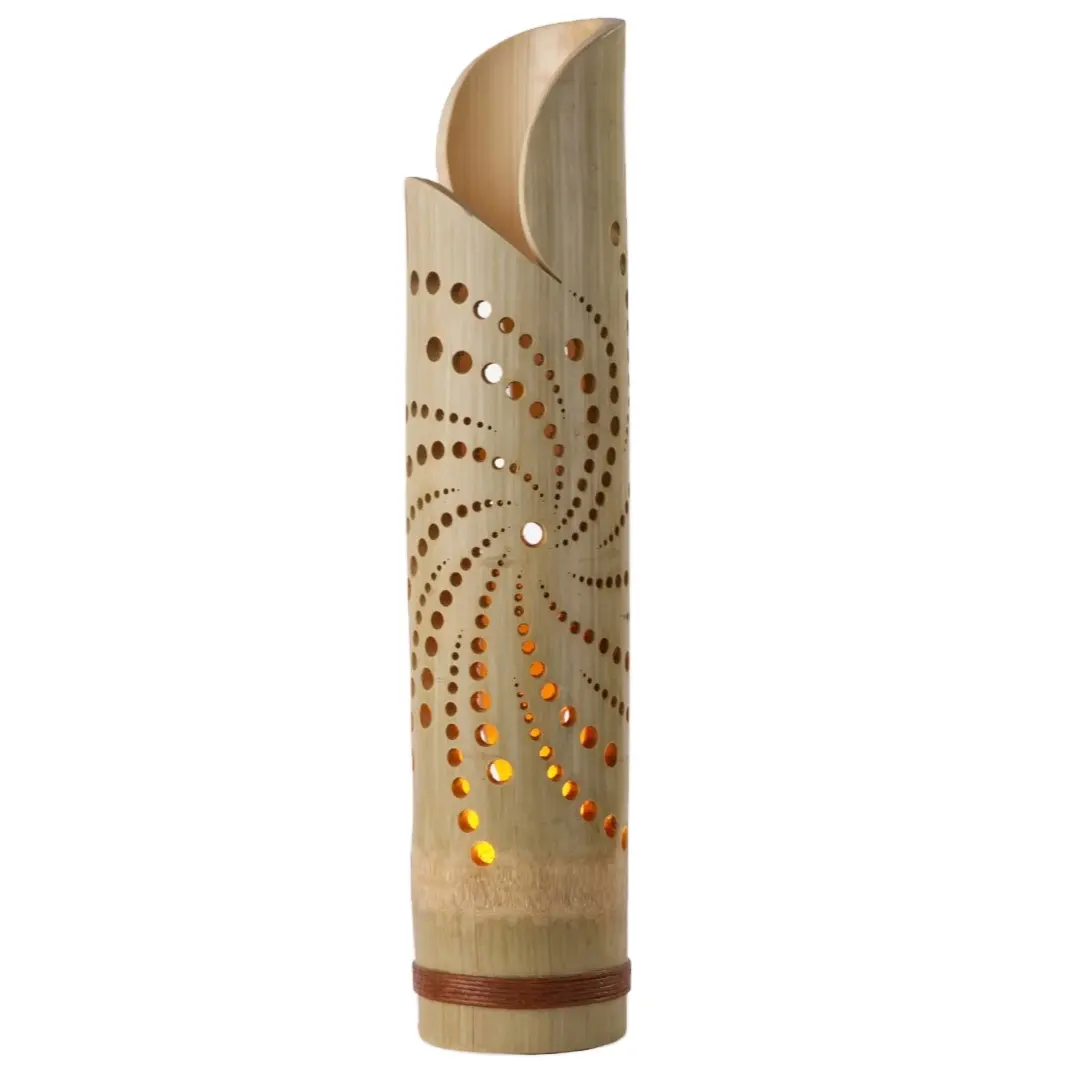 Lámpara de mesa duradera de bambú, decoración artística de alta calidad, para restaurante