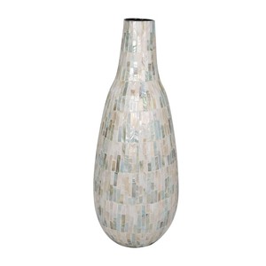 Jarrón de Mesa Redondo de Cerámica con Mosaico de Madreperla Hecho a Mano, Decoración Floral Moderna para el Hogar, Vietnam - Product Image 1