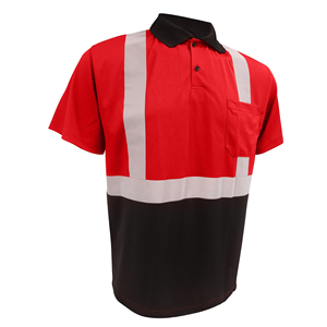 Chemise de sécurité à manches courtes en coton 100% tricoté, respirante et réfléchissante, noir sur fond vert - Product Image 4
