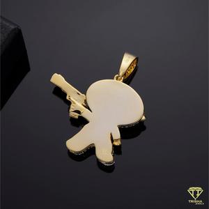 Collier de luxe hip-hop bling-bling avec pendentif personnage de dessin animé et diamant de laboratoire, bijoux urbains - Product Image 5