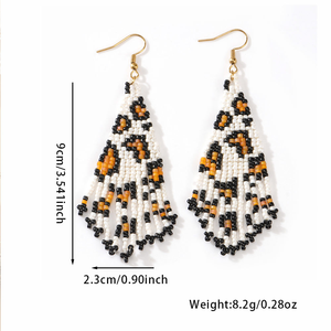 Pendientes de Cuentas con Borlas Miyuki, Diseño Bohemio con Estampado de Leopardo, Joyería Artesanal para Mujer, Ideal para Regalo - Product Image 5