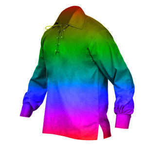 Men's <b>Rainbow</b> Gradient Ghillie Kilt <b>Top</b> Costume Lace Up Long Sleeve for Cosplay Halloween Gothic Outfit - Product Image 6