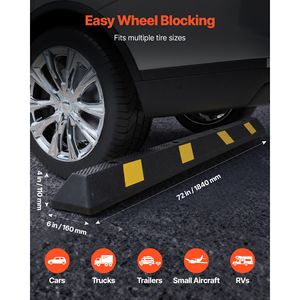 Set di 2 Ferma-Parcheggio in Gomma da 72 Pollici con Strisce Riflettenti, Ausilio per Pavimenti di Garage e Parcheggi - Product Image 2
