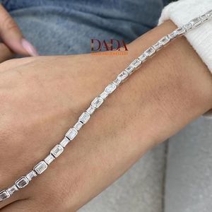 สร้อยข้อมือเพชรเทนนิสสำหรับผู้หญิงสร้อยข้อมือเพชรที่ผ่านการรับรองจริยธรรมสร้อยข้อมือเพชรสีขาวทองของขวัญเครื่องประดับ - Product Image 5