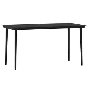 Juego de Comedor de Acero con Recubrimiento de Polvo Negro, Vidrio y PVC, con Mimbre Sintético para Jardín y Exteriores - Product Image 5