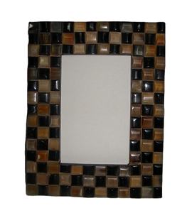 Cadre photo en corne naturelle mosaïquée artisanale, luxueux, à carreaux, pour décoration de table moderne, unique - Product Image 1