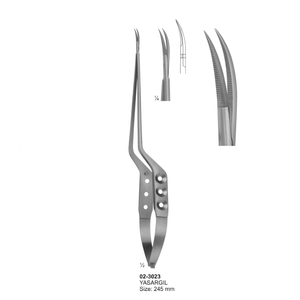 Microtijeras de Bayoneta Yasargil, Tipo Resorte, 245 mm – Instrumento Neuroquirúrgico de Precisión - Product Image 1