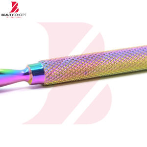 Pousse-cuticules double extrémité en acier inoxydable finition arc-en-ciel, outil professionnel pour retirer les cuticules et les ongles, outils de manucure - Product Image 3