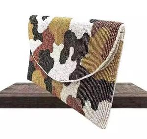 Bolso de mano de lujo con cuentas de cristal para la noche, proveedor mayorista, cartera artesanal con cuentas a juego - Product Image 1