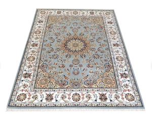 พรมถักมือ KNOT RUGS แบบซักได้ ขนนุ่ม ไม่ลื่น เป็นมิตรกับสิ่งแวดล้อม สีพื้น สี่เหลี่ยมผืนผ้า สีฟ้าอ่อน ทำจากขนสัตว์ สำหรับห้องนั่งเล่นและบ้าน - Product Image 3