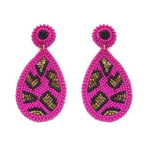 Boucles d'oreilles pendantes géométriques exagérées en perles de riz tissées à la main, bijoux d'oreille à pampilles pour filles, origine Inde - Product Image 4