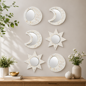 Wholesale Handcrafted Wooden Wedding Wall <b>Hanging</b> <b>Mirror</b> Luxury Natural Mosaic Inlay Decorative <b>Mirror</b> - Product Image 2