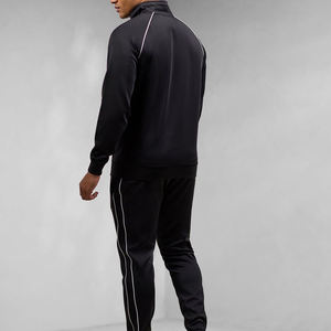 Ensemble de survêtement unisexe noir à manches longues avec cordon de serrage, style décontracté, couleur unie, respirant, en polaire légère, avec poches latérales - Product Image 2
