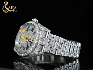 High Quality 41mm <b>Slate</b> Grey Moissanite Diamond Watch Rose Gold Automatic Stainless Steel Hip Hop Style Luxury Antique Fashion - Product Image 3