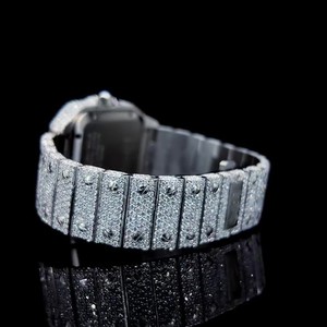 Montre mécanique de luxe VVS Diam avec breloque carrée, entièrement pavée de diamants Moissanite Pantherr, en acier inoxydable, 20 mm, style Hip Hop analogique - Product Image 4