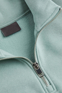 Sudadera de Hombre con Cierre de Cremallera, 100% Algodón, Manga Larga, Cuello Alto, Forro Polar Cálido para Otoño, Color Sólido, Estilo Casual - Product Image 4