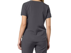 Factory Price Knitted Solid Color V Neck Zipper <b>Scrub</b> <b>Top</b> and Jogger Leg Pants Set Professional Uniform <b>Scrubs</b> for Nursing - Product Image 2