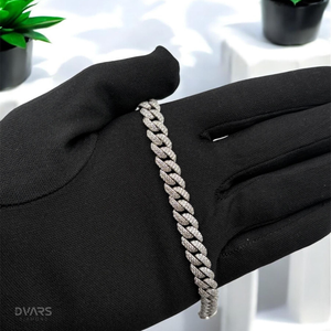 สร้อยข้อมือคิวบันหรูหราประดับเพชรโมอิสซาไนต์เต็มเส้น เงินแท้ 925 รับรองคุณภาพ สร้อยคิวบันแบบสั่งทำได้ 男女兼用 ผ่านการทดสอบเพชร - Product Image 3