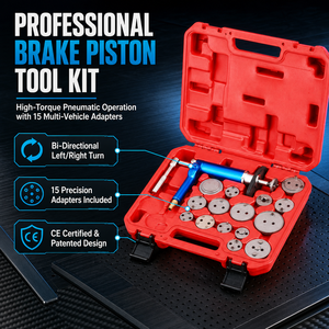 Kit d'outils professionnel pour pistons de frein avec 15 adaptateurs de précision, étui rouge, fonctionnement hydraulique - Product Image 1