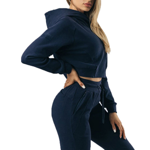 Sudadera Corta de Algodón Personalizada para Mujer, Unisex, con Forro Polar, Bordado, Cierre de Cremallera, Estilo Urbano, Holgada - Product Image 3