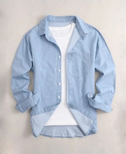 Camisa de Mezclilla para Hombre, Casual, Manga Larga, con Botones, Estilo Lavado, de Algodón Suave, Estilo Urbano, Ligera, para Uso Diario, Corte Relajado, a la Moda - Product Image 1
