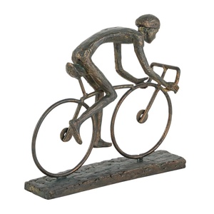 Sculpture sportive contemporaine en bronze texturé, motif cycliste abstrait Velocity, ornement de trophée industriel pour salon de luxe - Product Image 2