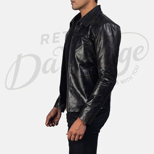 Chaqueta de Motociclista de Cuero Genuino Negro Premium para Hombre - Corte Ajustado, Estilo Café Racer, Piel de Oveja Suave, con Cierres - Product Image 5
