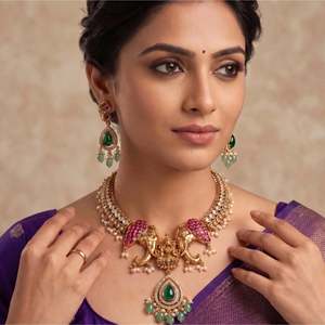 <b>Elephant</b> Hasli <b>Necklace</b> Set-Fashion Jewelry - Product Image 1