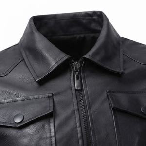 <b>Men</b> Cowhide Leather <b>Jacket</b> Zipper Lapel Multi Pocket Regular Fit Winter Outerwear OEM - Product Image 5