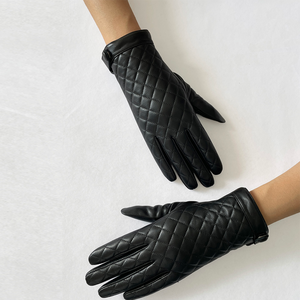 Genuine Leather Eco-Friendly Fashion High Sheepskin <b>Gloves</b> <b>Touchscreen</b> Compatible Thermal Silk Lining-Stay Warm Beach Party Use - Product Image 1