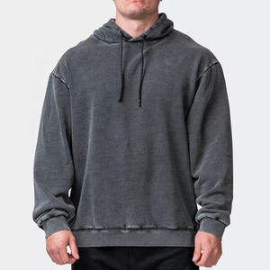 Al por mayor, de alta calidad, 100% algodón, chaquetas de mezclilla con efecto desgastado por el sol, de peso medio, con lavado ácido, sudaderas con capucha extragrandes desgastadas, estilo casual - Product Image 1