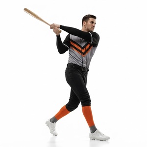 Uniforme de Béisbol Personalizado para Hombre, Gris, Negro y Naranja, Impresión por Sublimación, Ropa Deportiva Transpirable de Poliéster, Talla Adulto, Servicio OEM - Product Image 1