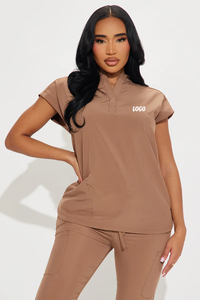 Hot Sale Women's Custom Logo Canvas Short Sleeve Hospital <b>Scrubs</b> Uniform <b>Scrub</b> <b>Sets</b> - Product Image 3