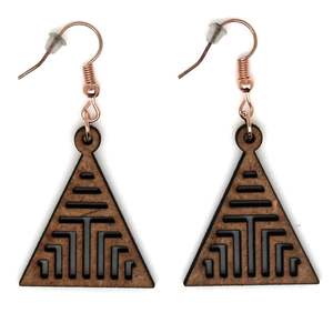 Boucles d'oreilles en bois demi-rondes en gros pour femmes, bijoux de fête avec crochet en acier - Product Image 1