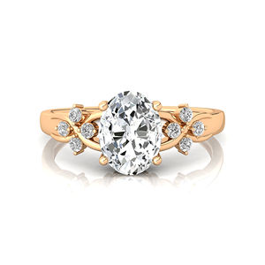 Anillo Solitario de Diamante de Laboratorio con Corte Ovalado de 1.5 Ct 8.5*6.5, Oro Sólido de 14K/18K, con Certificado IGI, Hecho a Mano, con Diamantes de Acento, Unisex - Product Image 1