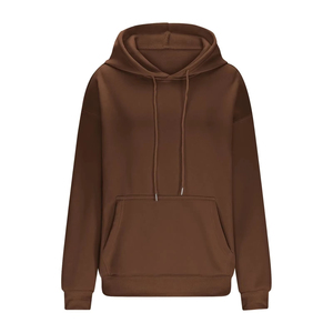 เสื้อฮู้ดดี้โอเวอร์ไซส์สำหรับผู้หญิง ผ้าฝ้าย 100% เป็นมิตรกับสิ่งแวดล้อม อุ่นสบายสำหรับฤดูหนาว สกรีนโลโก้ด้านหน้า ทรงหลวมใส่สบาย - Product Image 5